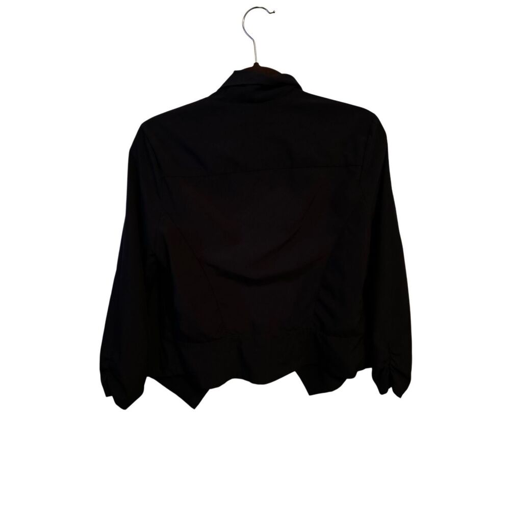IRIS Los Angeles Black Open Front Cropped Blazer Jacket - Size L - Chic & Profes
